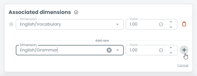 Select pre-defined dimensions from those already registered in the scoring framework.