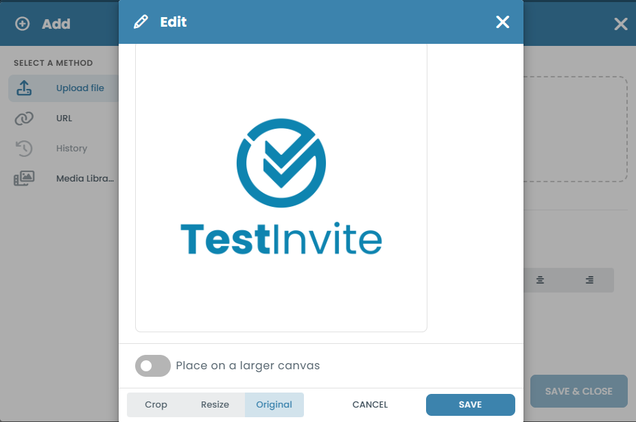 Preparing an uploaded image before insertion