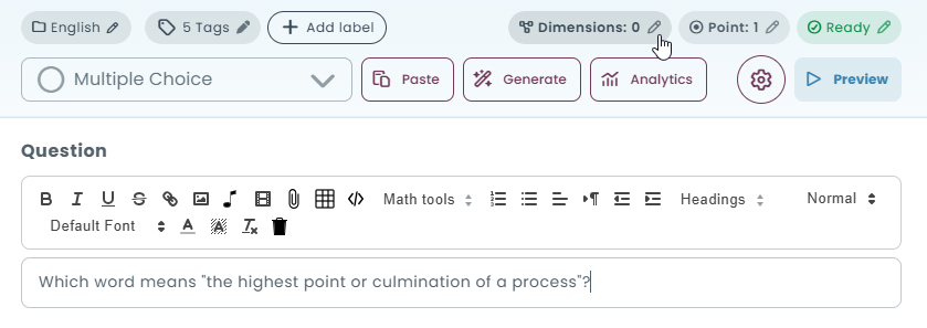 Question Editor: Click the 