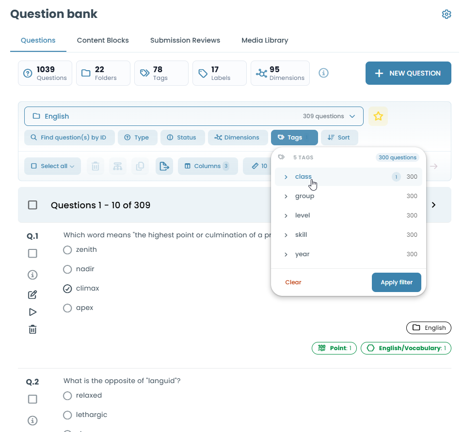 A Quick Look at the Question Bank
