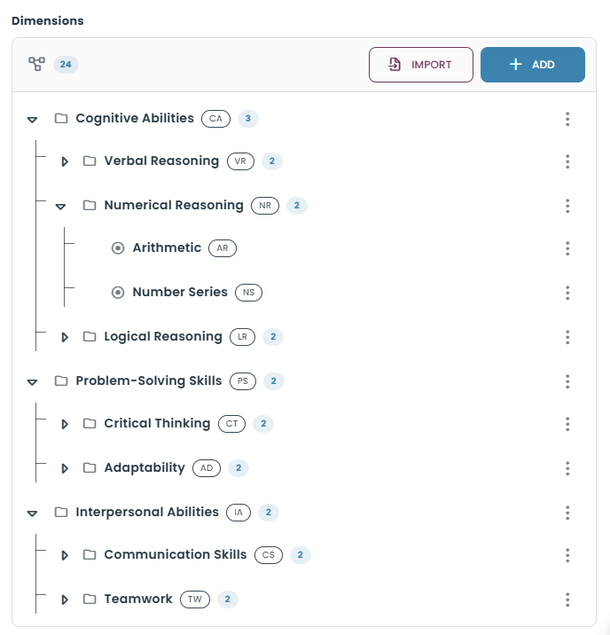 Define dimensions centrally to ensure organization-wide scoring consistency.
