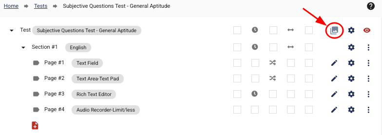 Contents that can be actively displayed throughout the exam can be added to the asset library by clicking the image icon.