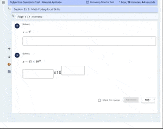 The calculator that the candidates can use to make numerical calculations can be activated throughout the exam.
