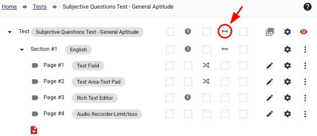 The navigation icon automatically added to the 'settings' row of the exam and the sections where going back and forth is allowe.
