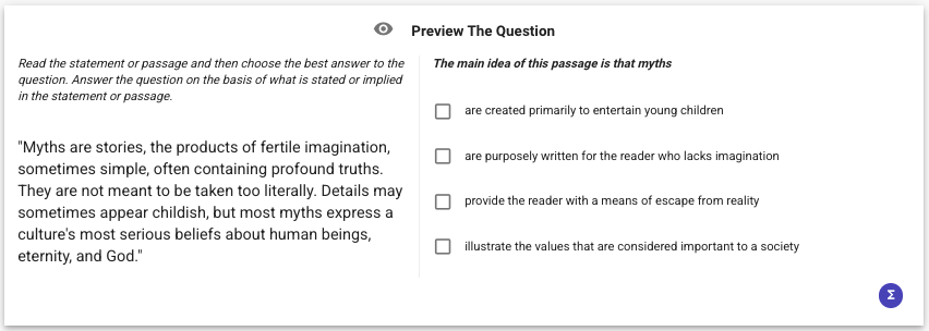 You can add the question or any supporting content to the left or right side of the question