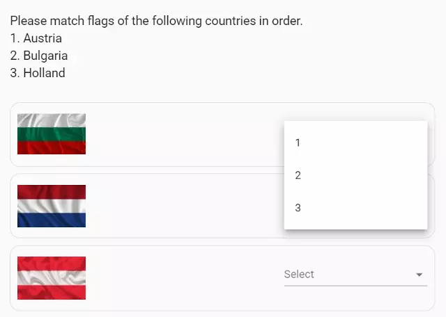 Adayın, maddeler ile seçenekleri eşleştirmesinin istendiği soru örneği.