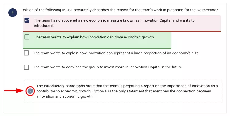 Question à Choix Multiples avec un commentaire d’information