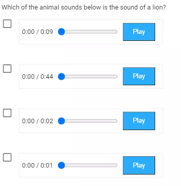 Opciones que incluyen una pista de audio