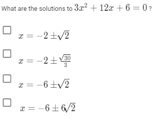 Question and its' options with mathematical expressions