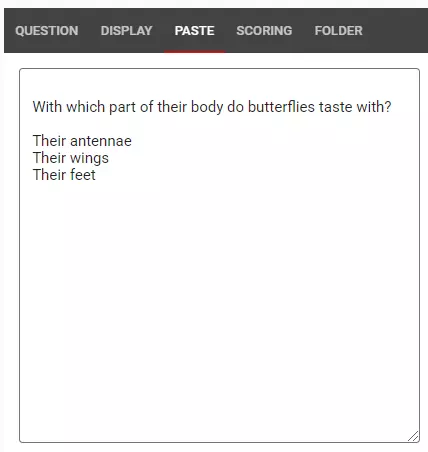 Creating multiple choice question with a simple text