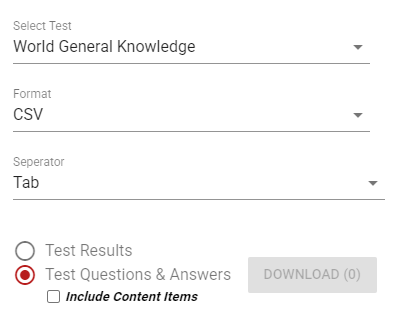 Adayların testteki sorulara verdikleri cevapların dışarı aktarılması