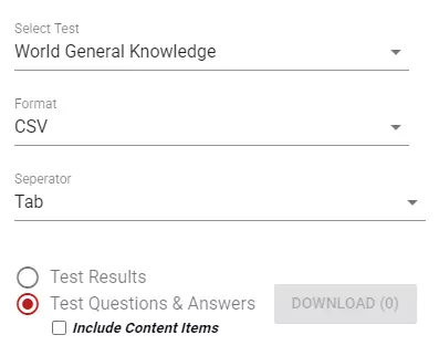 Adayların testteki sorulara verdikleri cevapların dışarı aktarılması