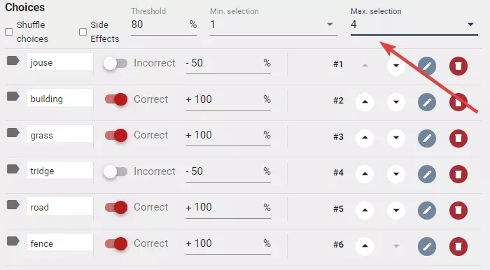 Multiple choice question where multiple options are selectable