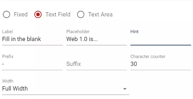 Adding fixed content to cells in the table to provide information to the candidate.