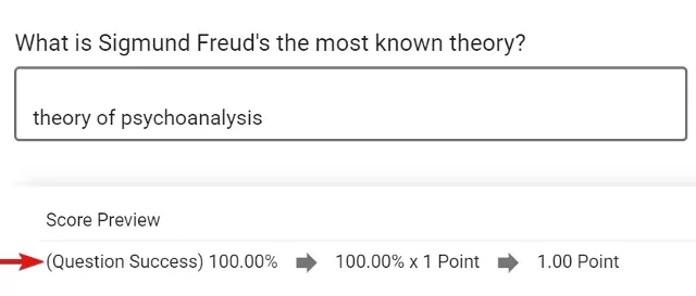 Answer that matches up the comparison text and is graded automatically