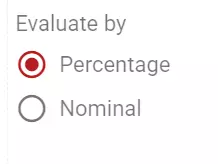 Evaluation either by percentage or by nominal