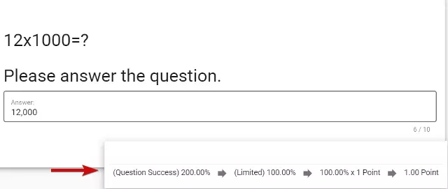 L'aperçu de la question qui est répondu conformément à une règle et évaluée automatiquement