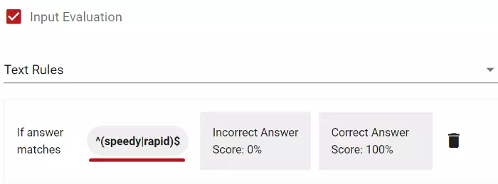 Determination of the comparison rule using regex, and the grade to be given in case of a match