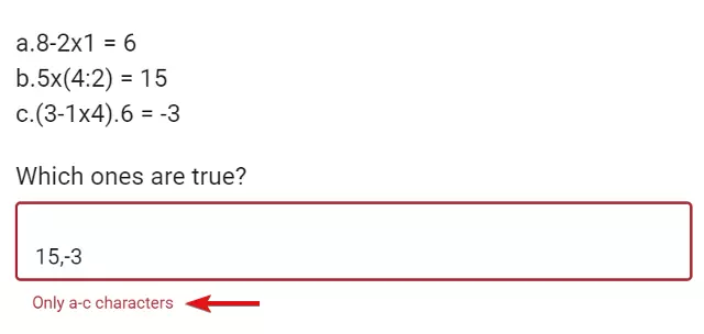 Showing an automatic warning when an answer that does not match the regular expression is entered