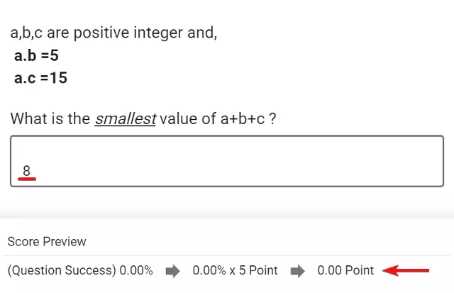 Determination of the grading when the answer is not within the interval