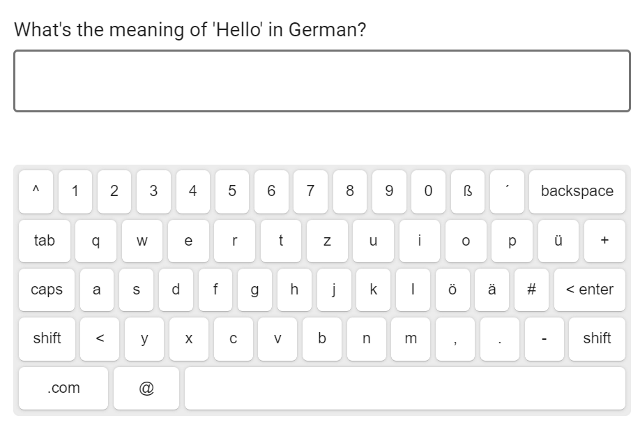 Almanca sanal klavye