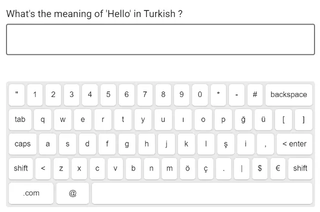 Turkish virtual keyboard