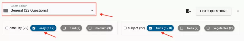 You can filter questions that are saved in the question bank to display 
                            the ones you want to see. 