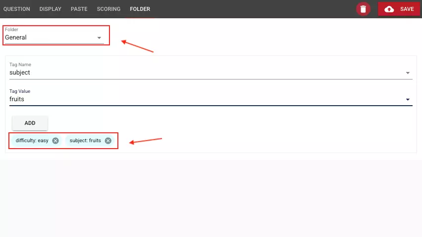 You can easily determine in which folder and with which tags the questions will be saved.