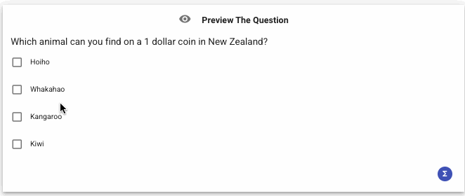 The appearance of the sample question on the test taker screen