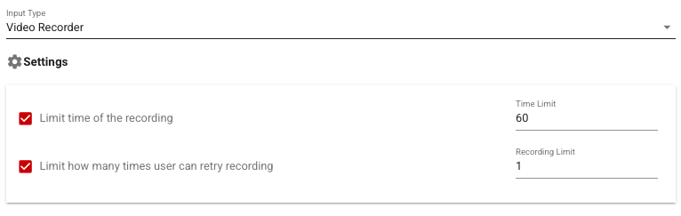 It can be determined how many video recording trials the candidate can make and how long the total recording can take.