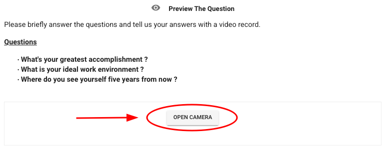 A sample video interview question.