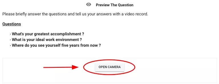 A sample video interview question.