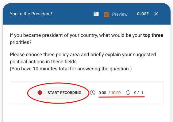An example of a question that requires subjective assessment and can measure the test taker's English speaking proficiency.