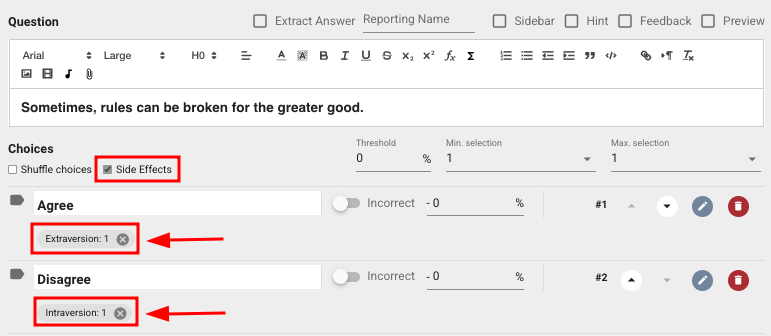 An example of questions that have no true or false answers, where you can measure the personality tendencies of the staff you are looking for.