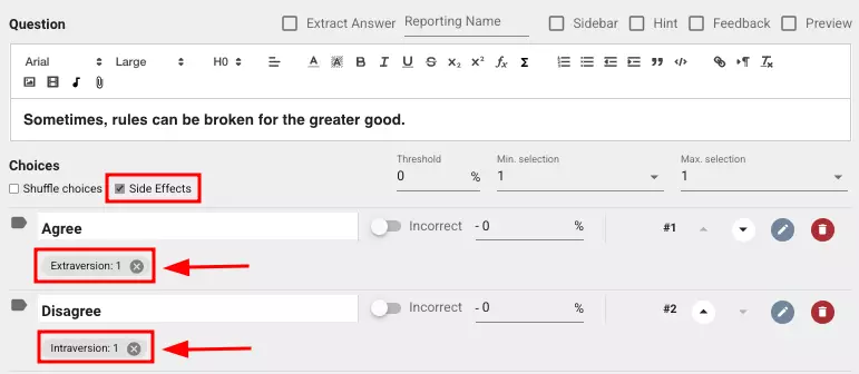 An example of questions that have no true or false answers, where you can measure the personality tendencies of the staff you are looking for.