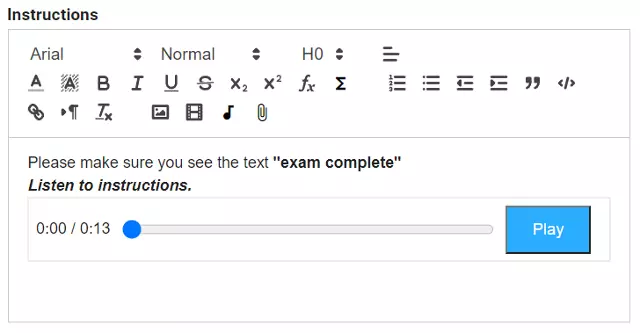 adding assessment instructions