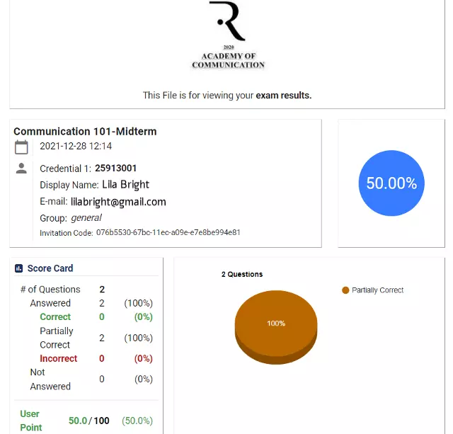 Sınav sonuç raporuna logo ve metin eklenmesi