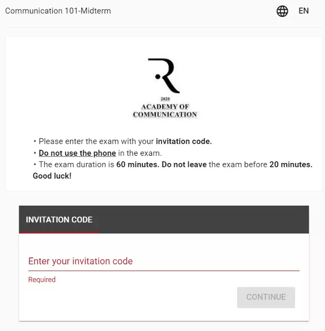 Participation in assessments by invitation code