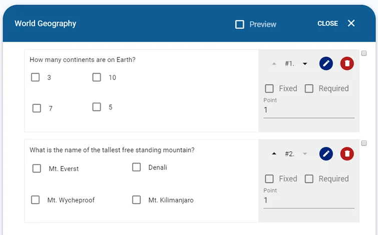 Exam Builder Exam builder with many customization options, with your original questions