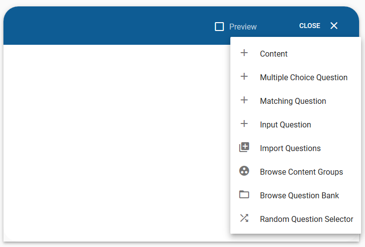 Adding questions to tests directly or from question bank