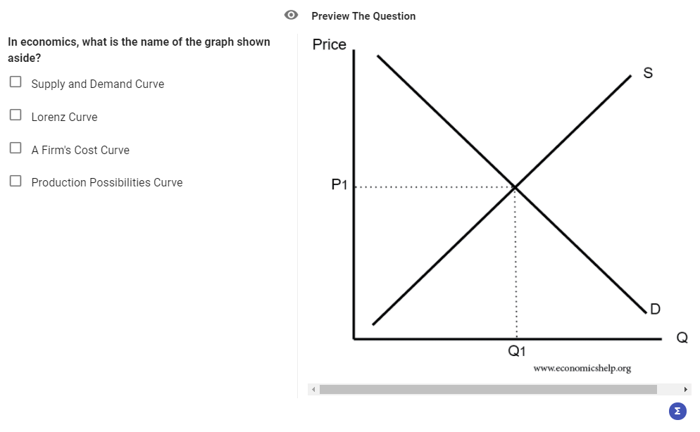 Preview of a multiple choice question with an image embedded to the question