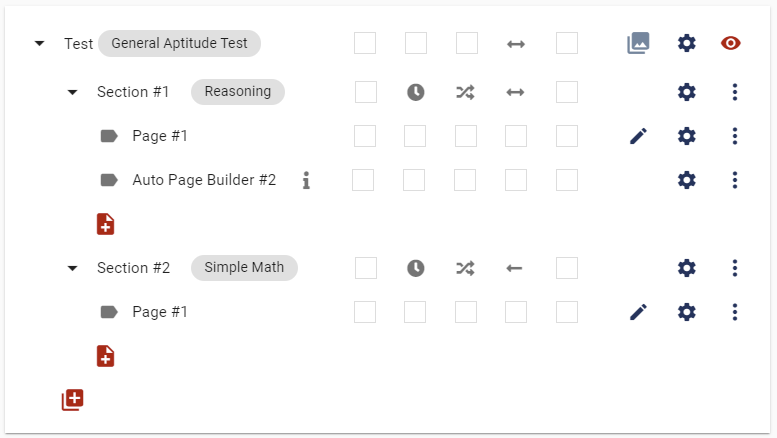 Creating a test with sections and pages