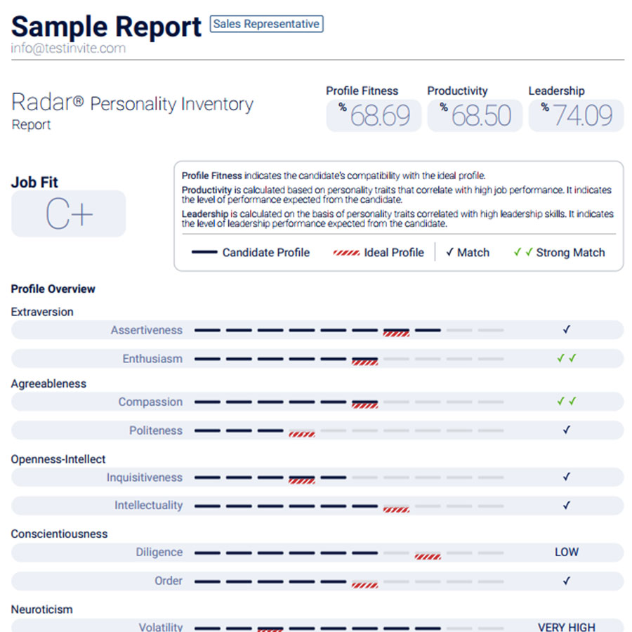 Sample hiring test report