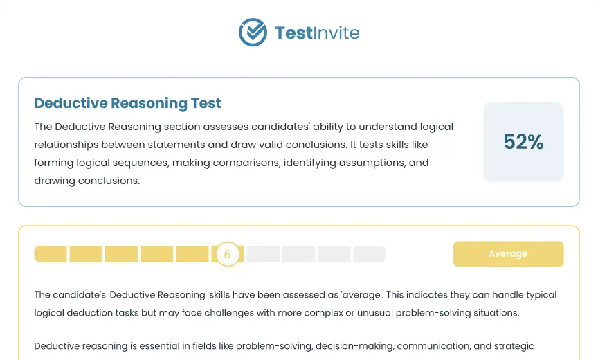 Partial example of a deductive reasoning test report