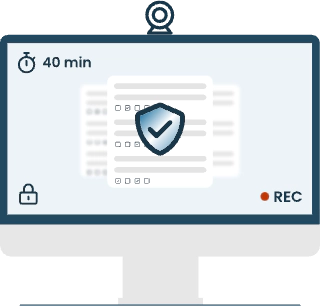 Test interface with timer, lockdown, and recording indicator