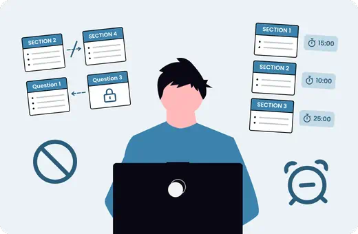 Time limits and navigation restrictions in online exams