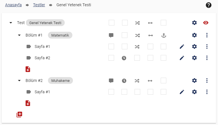 Online Sınav Sistemi Test Hazırlama Ekranı