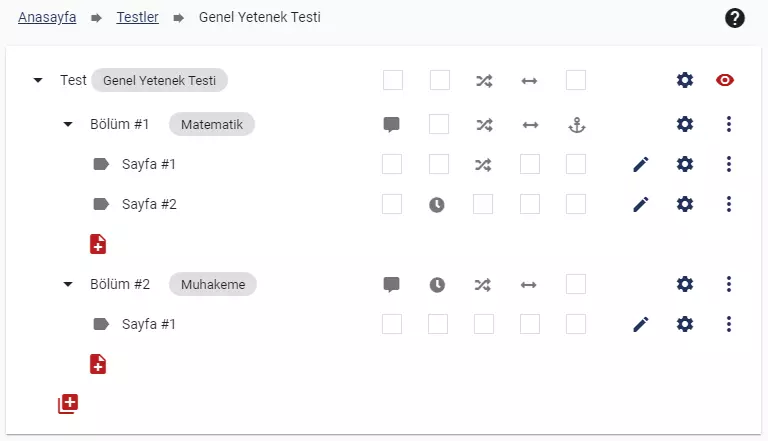 Online Sınav Sistemi Test Hazırlama Ekranı