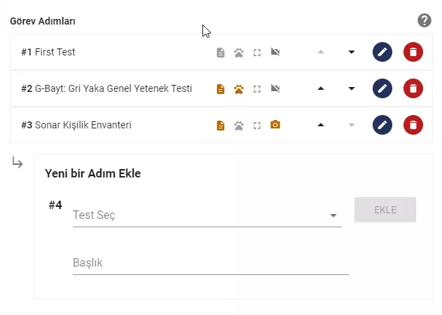 Birden fazla test ekleyerek ve her test için ayar seçerek online sınav süreci hazırlama